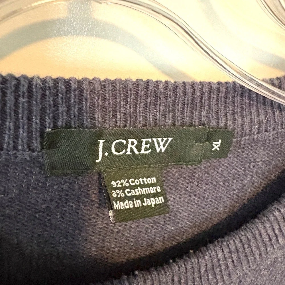 J. Crew Men's Dark Blue Cotton Cashmere Crewneck in Size XL‎